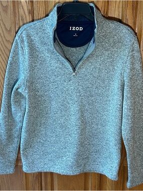 Izod Light Gray Heather Quarter-Zip Sweater